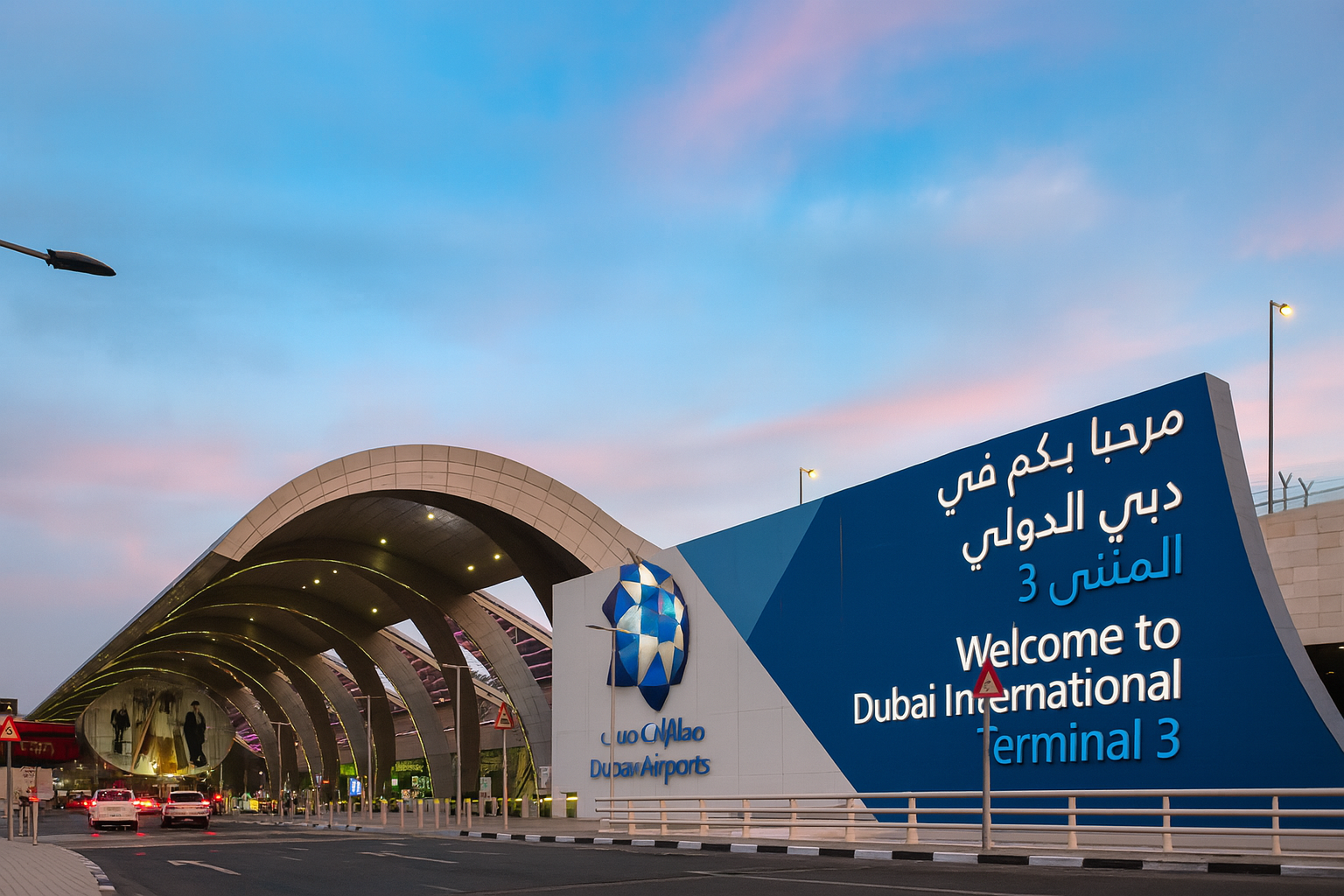 خوش‌آمدگویی به مسافران در ترمینال ۳ فرودگاه دبی