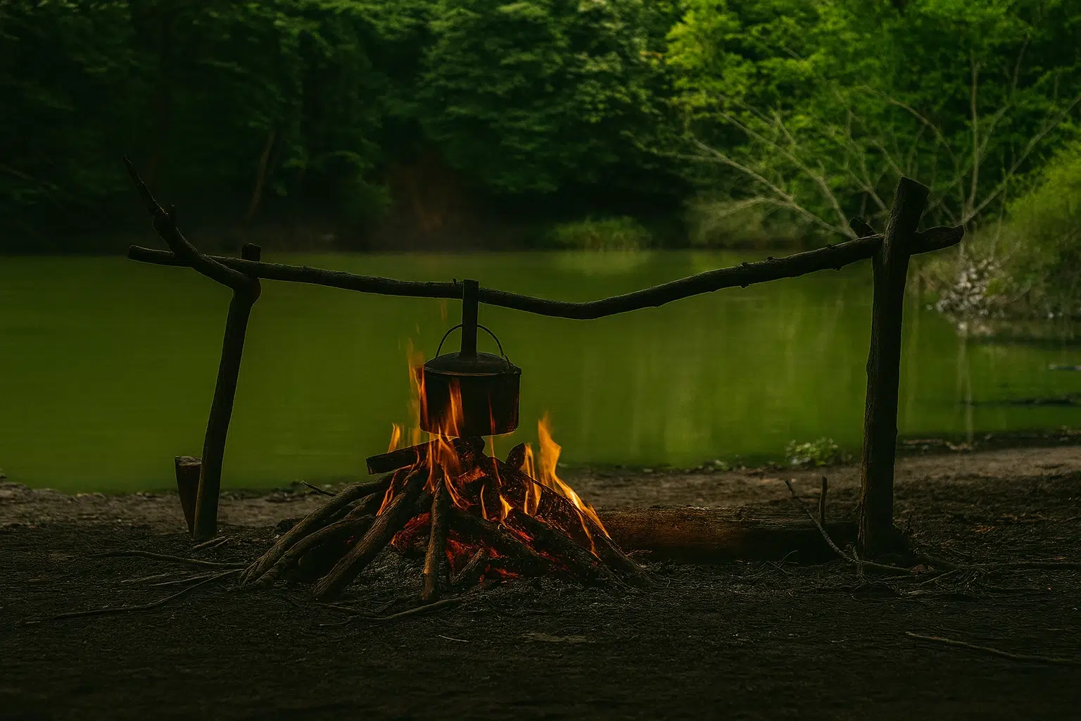 کمپ آتش کنار هسل با طبیعتی بکر