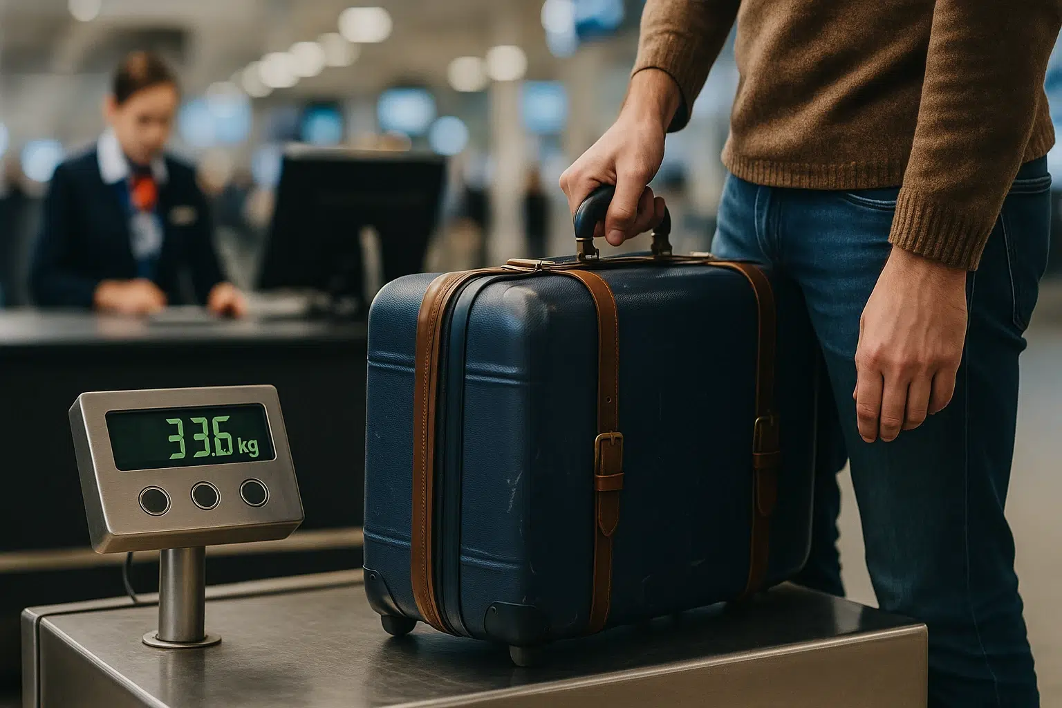 توزین چمدان روی ترازو در فرودگاه؛ هزینه اضافه بار و میزان بار مجاز ایرلاین‌ها