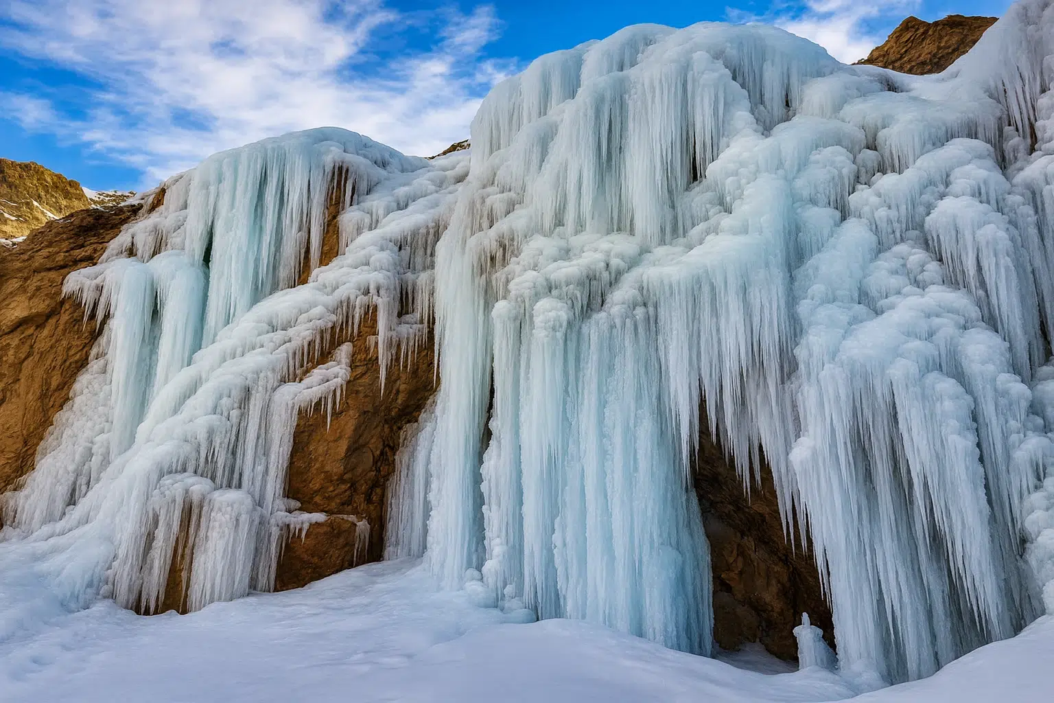 منظره جذاب زمستانی اطراف غار هملون تهران