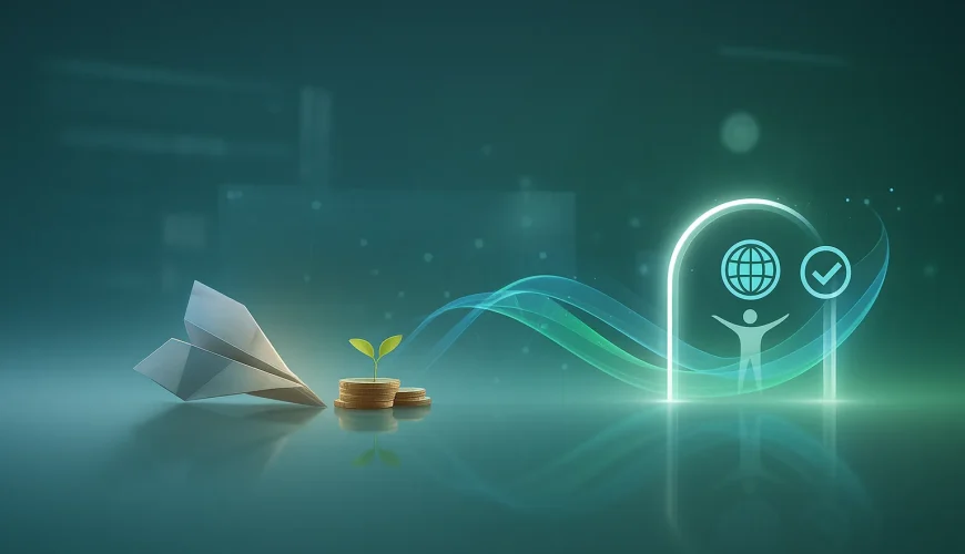 تصویر مفهومی جریمه کنسلی بلیط هواپیما خارجی با نماد هواپیما و رشد مالی