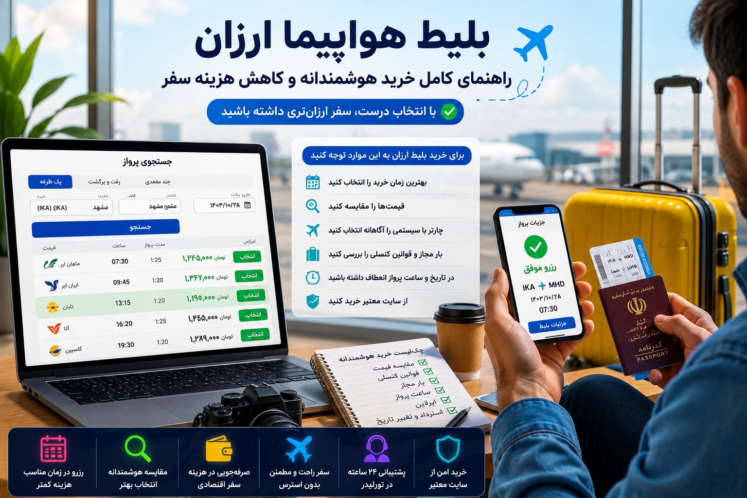 بهترین راه خرید بلیط ارزان هواپیما 6 بلیط هواپیما ارزان با مقایسه قیمت پروازها